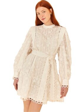 Off-White 3d Flower Crochet Trim Belted Mini Dress, NWT MRSP $280 size S